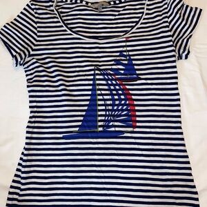 Banana Republic Navy and White Striped Top
